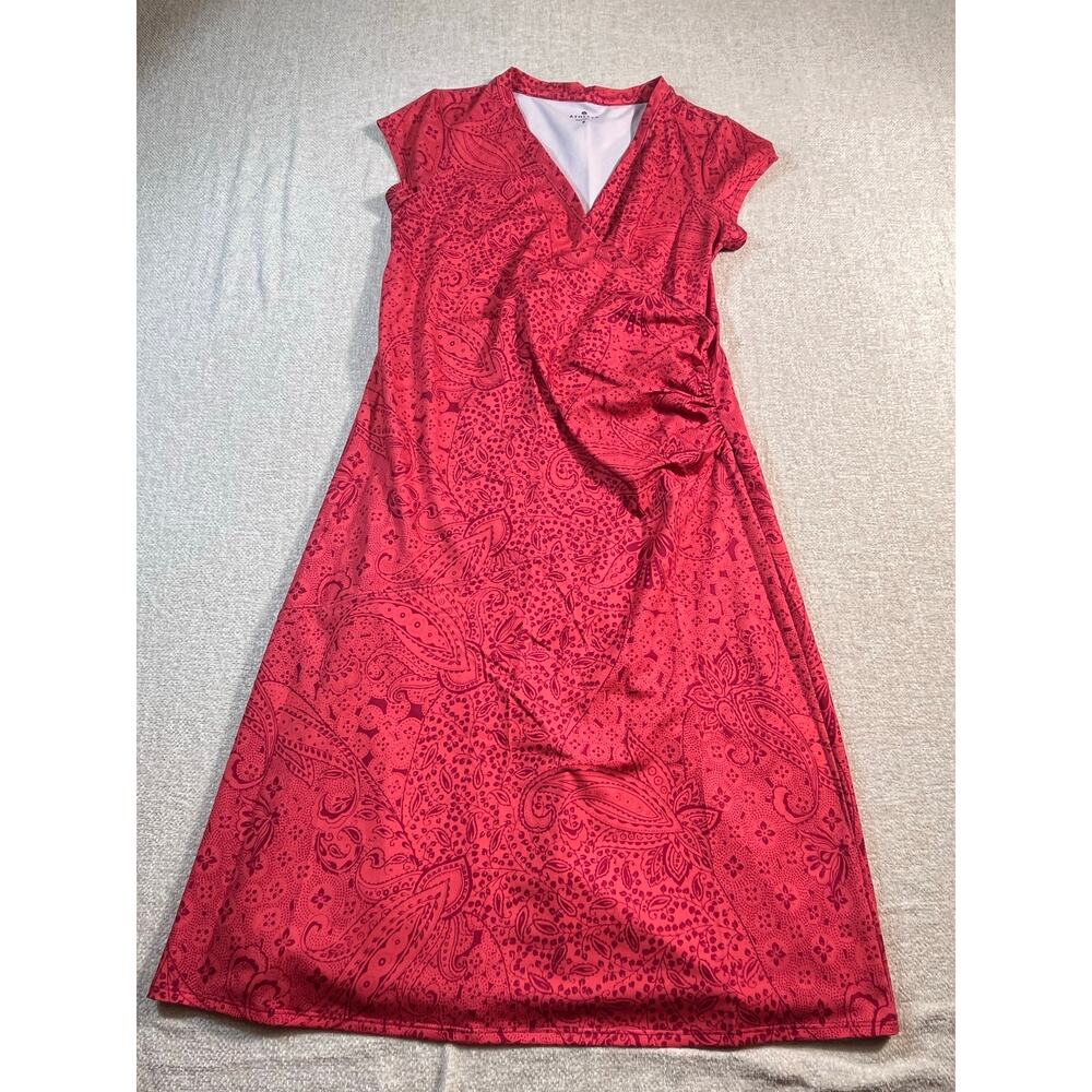 Athleta Women’s Small Red Floral Print Midi Wrap Short-Sleeve Performance Dress
